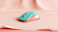 Wireless mouse on soft pink fabric Royalty Free Stock Photo