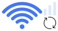 Wireless Network Connectivity with Signal Strength and Refresh Symbol for Data Synchronization Royalty Free Stock Photo