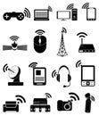 Wireless network technology icons set