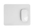 Wireless optical mouse and pad isolated on white Royalty Free Stock Photo