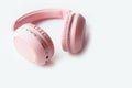 Wireless Pink Headphones, isolated in white background, use for listening music and watch movies or exercise, earphones good item.