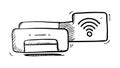 Wireless Printer with Network Connections, Smart Office, vector design Generative AI Royalty Free Stock Photo