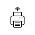 Wireless printer with wifi icon. Fax, printing, paper, doc line icon. Vector EPS 10. Isolated on white background Royalty Free Stock Photo