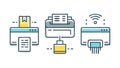 Wireless Printing Document Management System Icons, vector design Generative AI Royalty Free Stock Photo