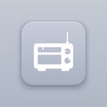 Wireless, Radio player, gray vector button with white icon on gray background