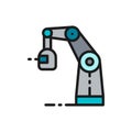 Wireless robotic welding machine, robotic arm with spark torch color line icon. Royalty Free Stock Photo
