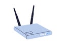 Wireless router with antennae for internet access and wifi network connection. Wi-Fi device, modem with broadband signal