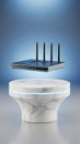 Wireless Router with Antennas on Modern Stand Royalty Free Stock Photo