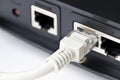 Wireless router and Lan cable Royalty Free Stock Photo