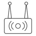Wireless router thin line icon. Wi fi network vector illustration isolated on white. Wireless internet outline style