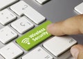 Wireless Security - Inscription on Green Keyboard Key
