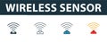 Wireless Sensor icon set. Four simple symbols in diferent styles from smart home icons collection. Creative wireless sensor icons
