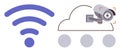 Surveillance Camera Cloud Connectivity with Wireless Signal Icon for Secure Data Storage Royalty Free Stock Photo
