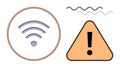 wireless Signal and Warning Alert Icon Representing Connectivity Issues Royalty Free Stock Photo