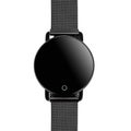 Wireless smart watch in a round matte black case on a metal strap with a blank screen for a logo Royalty Free Stock Photo