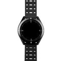 Wireless smart watch in a round matte black case with numbers on the display Royalty Free Stock Photo