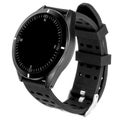 Wireless smart watch in a round matte black case with numbers on the display Royalty Free Stock Photo