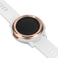 Wireless smart watch in a round matte gold case with numbers on the rim Royalty Free Stock Photo