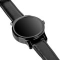 Wireless smart watch in a round shiny black case