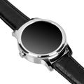 Wireless smart watch in a round shiny silver case