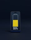 Wireless Smartphone Battery Charging Percentage Indicator Symbol 3D Illustration Royalty Free Stock Photo