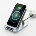 Wireless smartphone charger with charging display and battery indicator on phone screen Royalty Free Stock Photo