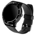 Wireless smartwatch in a round matte black case Royalty Free Stock Photo