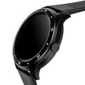 Wireless smartwatch in a round matte black case with numbers Royalty Free Stock Photo