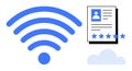 wireless Signal, User Profile with Rating Stars, and Cloud Graphic for Digital Connectivity Concepts Royalty Free Stock Photo