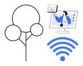 Internet Connectivity and Digital Communication Concept with wireless, Data Sharing, and Online Presentation Royalty Free Stock Photo