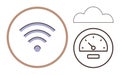 wireless Symbol, Speedometer, and Cloud Outline Internet Connectivity and Speed Concept Royalty Free Stock Photo