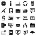 Wireless technologies icons set, simple style