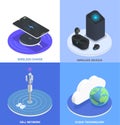 Wireless Technologies Isometric Colored Icon Set Royalty Free Stock Photo