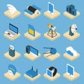 Wireless Technology Isometric Icons On Pedestals Royalty Free Stock Photo