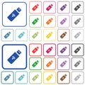 Wireless usb stick outlined flat color icons