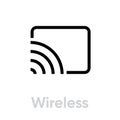 Wireless video tv icon. Editable line vector.