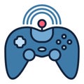 Wireless Videogame Controller vector Gamepad colored icon or sign