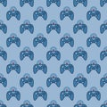 Wireless Videogame Controller vector Gamepad colored seamless pattern