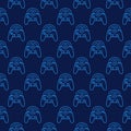Wireless Videogame Controller vector Joypad blue linear seamless pattern
