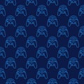 Wireless Videogame Controller vector Joypad blue linear seamless pattern