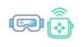 Wireless VR Headset Connection and Shared Virtual Space, Metaverse, vector design Generative AI Royalty Free Stock Photo