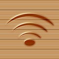 Wireless web icon. Wooden background. Royalty Free Stock Photo