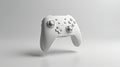Wireless white game controller floating on neutral background