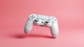 Wireless white game controller floating on pink background