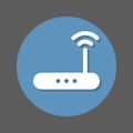 Wireless wi-fi router flat icon. High speed internet connection round colorful button, circular vector sign with shadow effect.