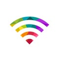 Wireless and wi-fi symbol made in colorful low poly design
