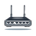 Wireless WiFi router with antennas and network ports for internet connectivity Royalty Free Stock Photo