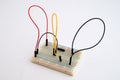 Wires connected on protoboard panel Royalty Free Stock Photo