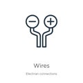 Wires icon. Thin linear wires outline icon isolated on white background from electrian connections collection. Line vector sign, Royalty Free Stock Photo