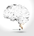 Wires from the point of brain graphics, vector illustration.
